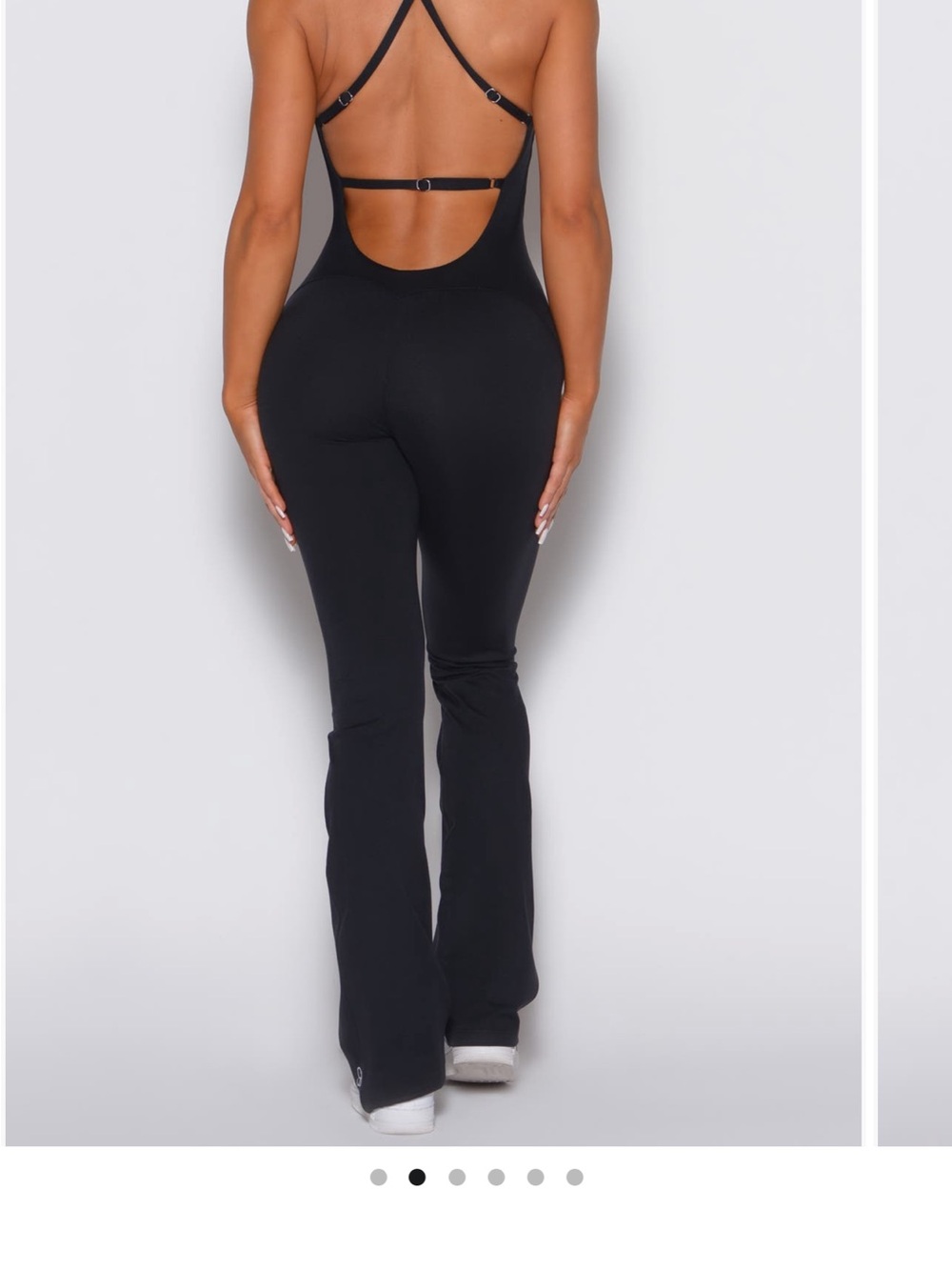 Bombshell Sportswear Black Strappy Back Flare Jumpsuit